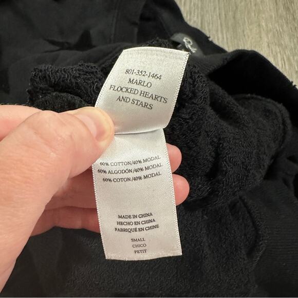 Rails Black Marlo Flocked Hearts and Stars Side Zipper Sweater Size S - Picture 6 of 9